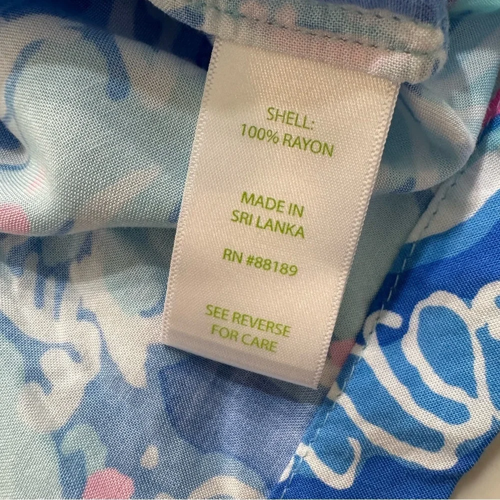 Lilly Pulitzer Tunic Top Colorful Floral Beach Coastal 3/4 Sleeve V Neck S - Picture 6 of 6